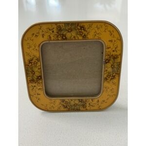 Vintage Bucklers Fifth Ave Floral Enamel Photo Picture Frame 5" X 5" With Glass
